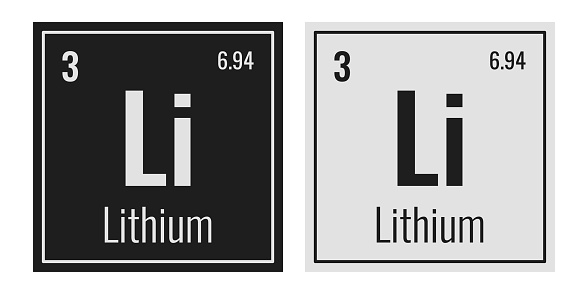 Lithium symbol. Chemical element of the periodic table. Vector illustration isolated on white background. Glass sign.