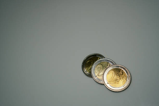 Euro coins and euro banknotes on the table