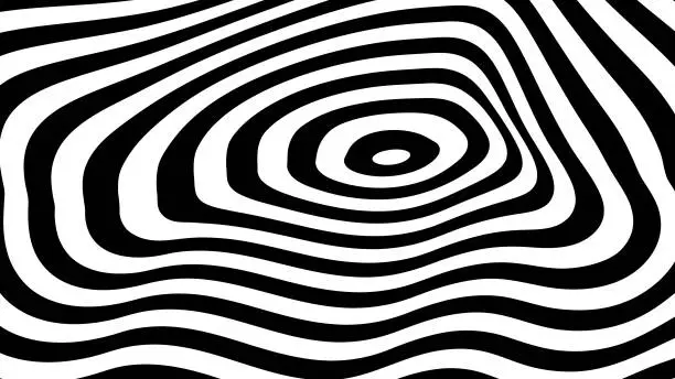 Vector illustration of 3D Illusion in abstract psychedelic op art striped circle lines
