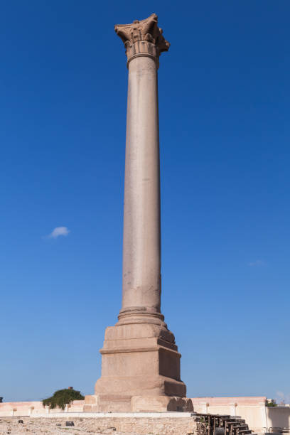 The Pompeys Pillar. It is an ancient Roman triumphal column located in Alexandria, Egypt. Vertical photo