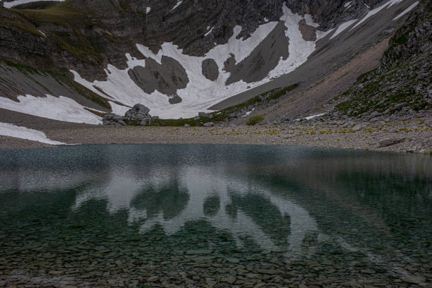 Monte Vettore, Umbria, marche, Italy:Mount Vettore reflected in Lake Pilate