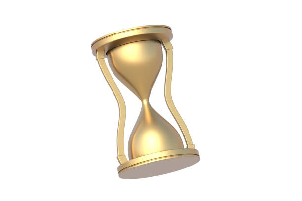 A photo expressing 'Time is gold' with an hourglass and gold