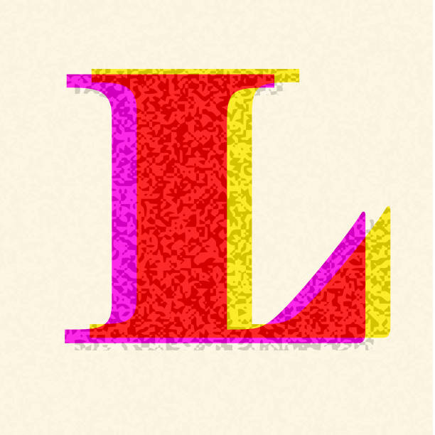 istock Retro riso print style screen printing Letter L font design alphabet very textured style 2148069664