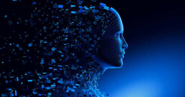 Digital Transformation: AI Artificial Intelligence in Human Face Head Digital Transformation: AI Artificial Intelligence in Human Face Head. neural technology stock pictures, royalty-free photos & images