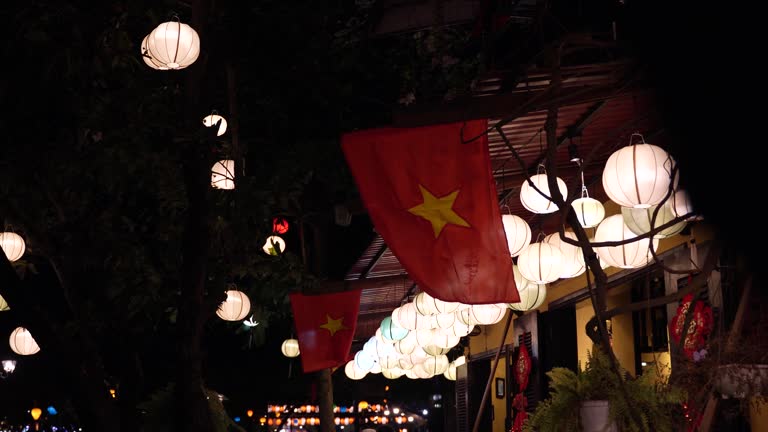 The Vietnamese flag hangs on the house. Hoi An