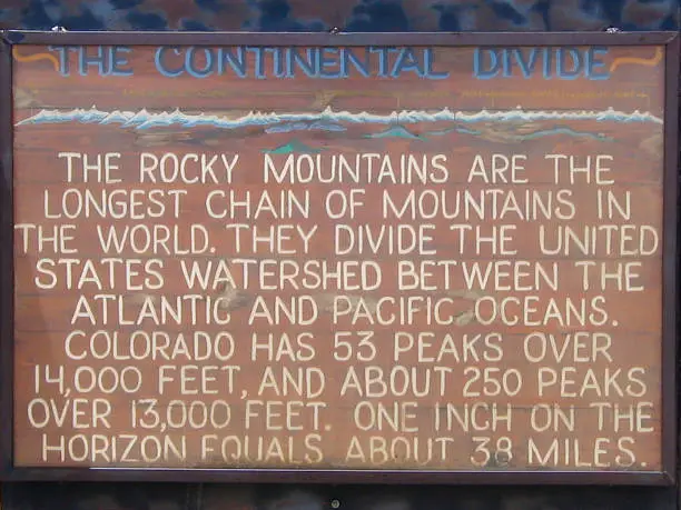 Continental Divide sign in the Rocky Mountains in Colorado