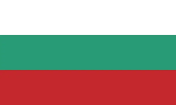 Vector illustration of Bulgaria flag. Standard size. The official ratio. A rectangular flag. Standard color. Flag icon. Digital illustration. Computer illustration. Vector illustration.