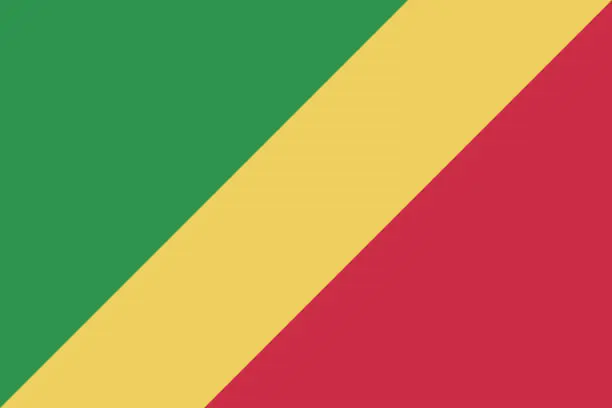 Vector illustration of Congo flag. Standard size. The official ratio. A rectangular flag. Standard color. Flag icon. Digital illustration. Computer illustration. Vector illustration.