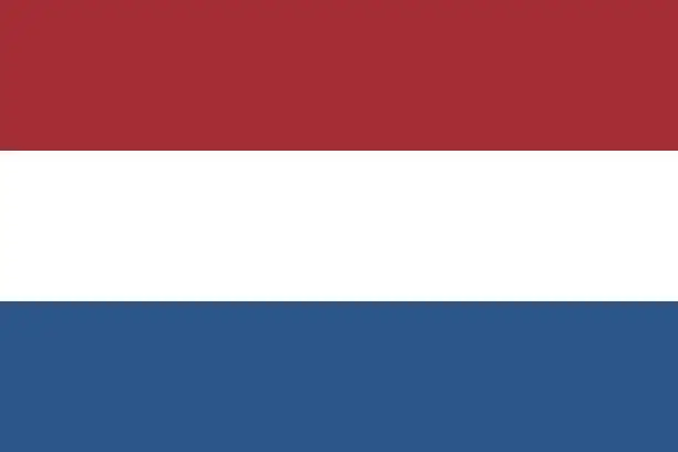 Vector illustration of Netherlands flag. Standard size. The official ratio. A rectangular flag. Standard color. Flag icon. Digital illustration. Computer illustration. Vector illustration.