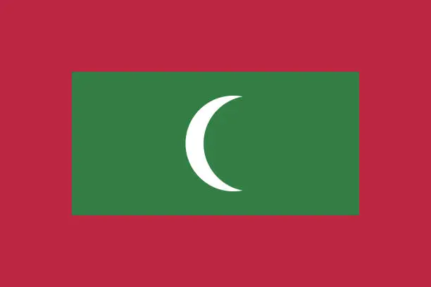 Vector illustration of Maldives flag. Standard size. The official ratio. A rectangular flag. Standard color. Flag icon. Digital illustration. Computer illustration. Vector illustration.