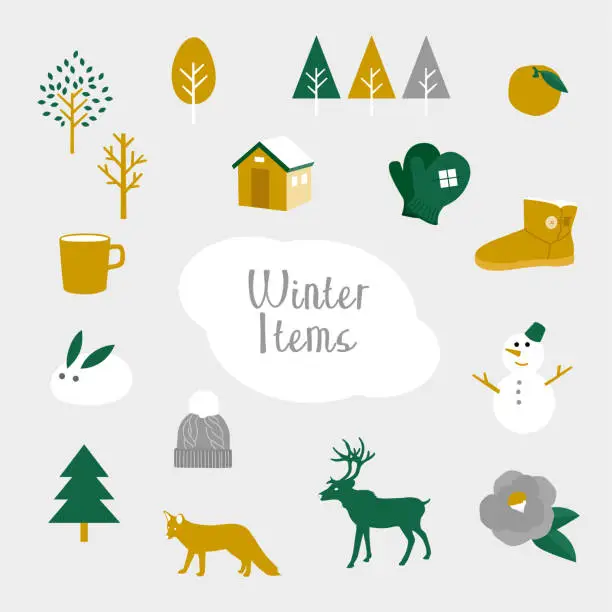 Vector illustration of Winter Clip Arts for Christmas Banners and Backgrounds