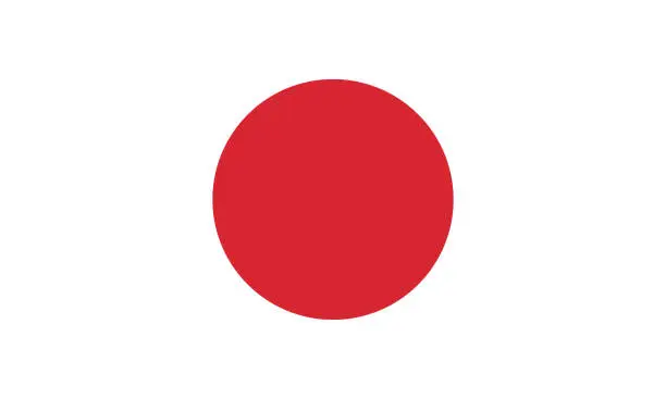 Vector illustration of Japan flag. Standard size. The official ratio. A rectangular flag. Standard color. Flag icon. Digital illustration. Computer illustration. Vector illustration.