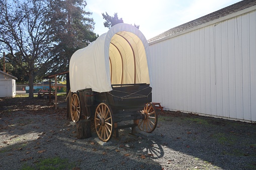 12-23-2023: San Jose, California: Covered wagon in San Jose History Park, California