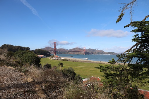 12-1-2023: San Francisco, California, America: Golden gate bridge from Presidio, San Francisco, California, America
