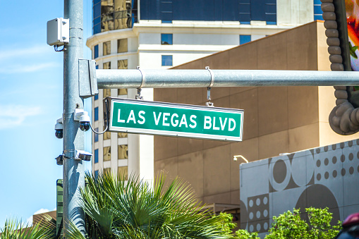 Las Vegas blvd Boulevard green street sign