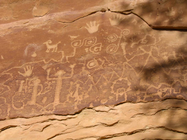 istock Ancient native American rock carvings 2148085632