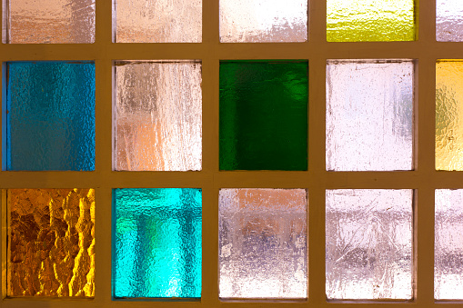 Antique Colorful Window in Squares