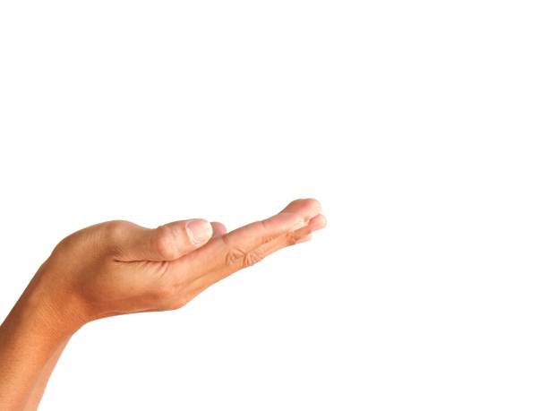 istock The man's hands open and stretched forward with two hands. On a white background business concept. 2148089159
