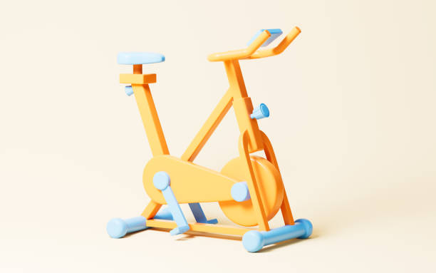 istock Cartoon home exercise bike model, 3d rendering. 2148090398