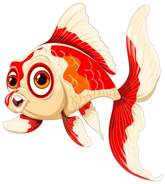 Vector illustration of Vibrant vector art of a whimsical goldfish