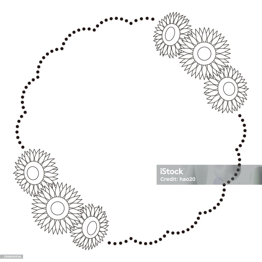 Simple Dotted Frame Simple Dotted Frame With Sunflowers Line Drawing Frame Stock ...