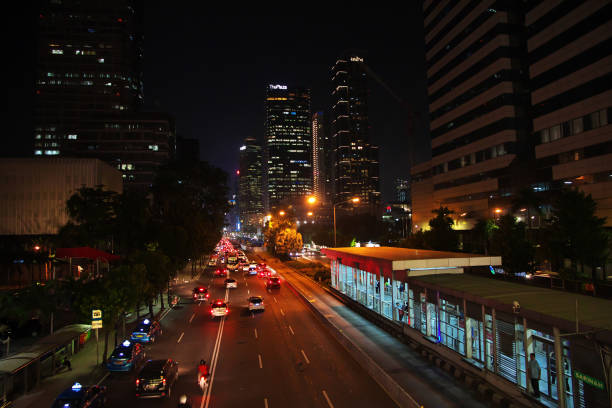 Jakarta, Indonesia - 28 Jul 2016: The view on Jakarta at night, Indonesia