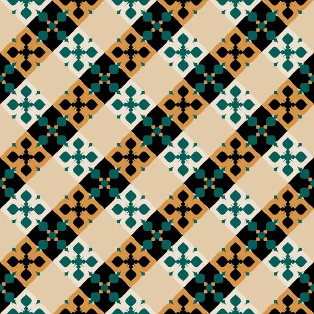 Vector illustration of seamless geometric pattern traditional motives