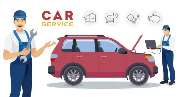 Vector illustration of Auto service and repair.