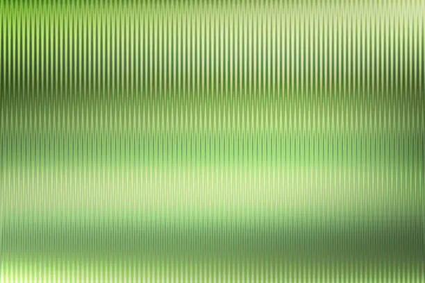 Vector illustration of Eco ribbed glass semitransparent overlay. Green corrugated metal foil effect. Vertical diamond prism of wavy acryl panel close-up. Bath window wall texture background. Colored striped reeded pattern