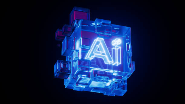 istock Illuminated Glass Cubes Highlighting AI Text 2148099884