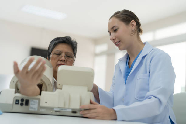 istock Elderly woman checking blood pressure To check. 2148100560