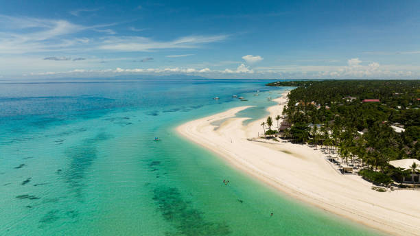istock Tropical sandy beach and blue sea. Philippines 2148100695