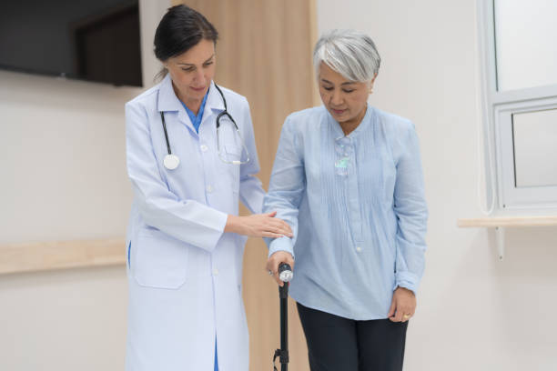 istock Elderly woman checkup Discuss the symptoms. 2148100727