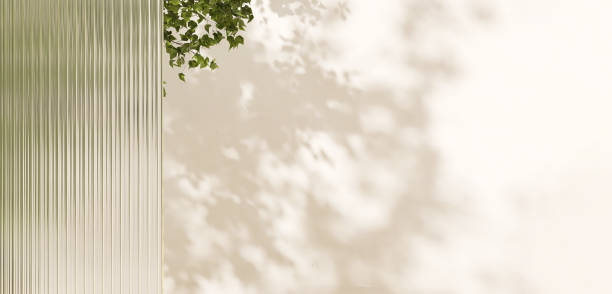 istock Fresh beautiful green tropical tree behind transparent fluted reeded glass in dappled sunlight 2148101277