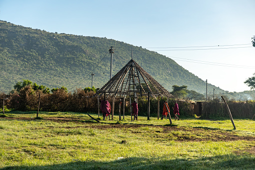 February 4, 2024. Masai village Kenya.: . Traditional life in a Maasai village in East Africa.