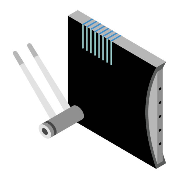 Router isometric icon. Vector wifi router, internet modem for web design isolated on white background Router isometric icon. Vector wifi router, internet modem for web design isolated on white background. access point router stock illustrations