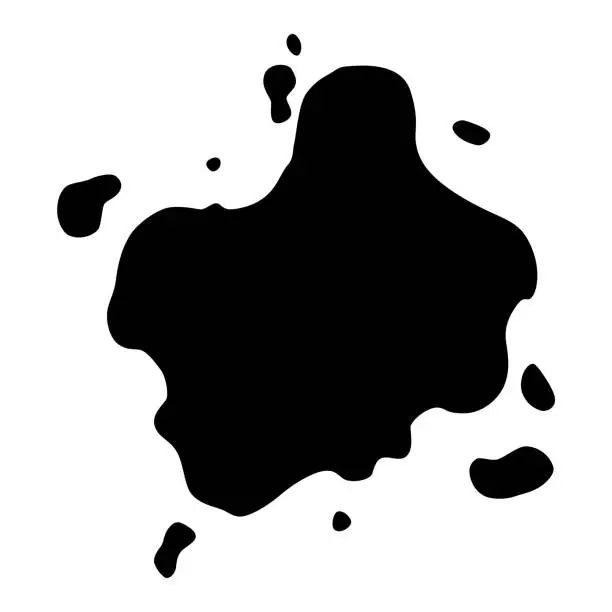 Vector illustration of Paint blot icon. Splash for design use. Colorful grunge shape. Dirty stain or silhouette. Black ink splash