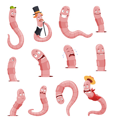 Funny Worm Rapper Funny Worms Collection Soil Crawlers With Various Emotion Expressions ...