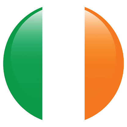 Ireland flag. Ireland circle flag. Flag icon. Standard color. Circle icon flag. Computer illustration. Digital illustration. Vector illustration.