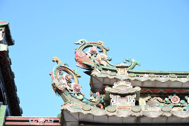 Mythical Animals on the Chinese Roof. (Photo is taken in Xuanwu Mountain, Jieshi, Lufeng, Shanwei City, Guangdong Province, China)