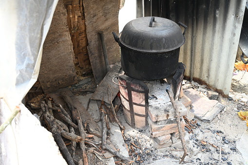 Traditional Cooking with Wood in Village
