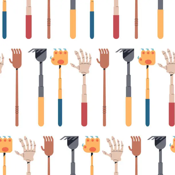 Vector illustration of Back scratchers vector cartoon seamless pattern.