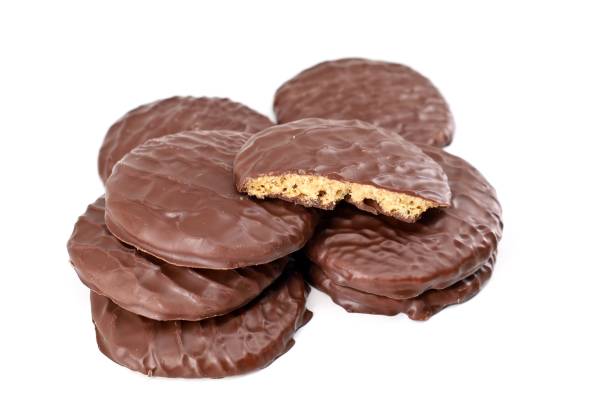 istock Heap of ginger biscuits covered with chocolate 2148106641