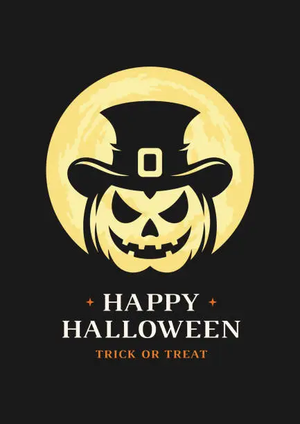 Vector illustration of Happy Halloween creepy holiday poster flyer t shirt print design template vector flat illustration