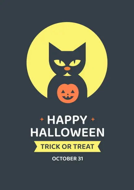 Vector illustration of Happy Halloween greeting card design template promo poster vector flat illustration