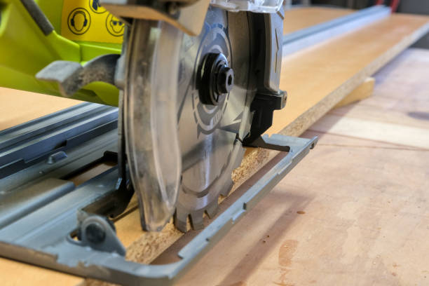 Circular saw on a DIY circular saw track
