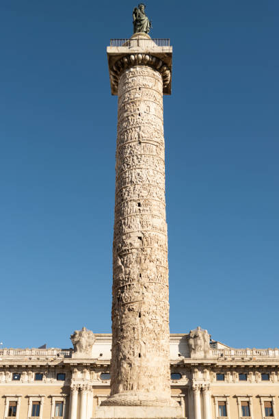 Marco Aurelio column stone relief at Piazza Colonna. Rome