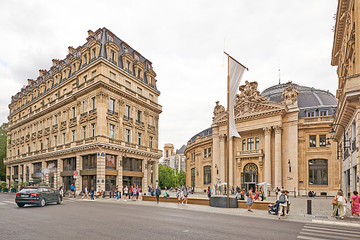 Paris, France - July 13, 2023: pedestrians in the streets of Les Halles in Paris.
