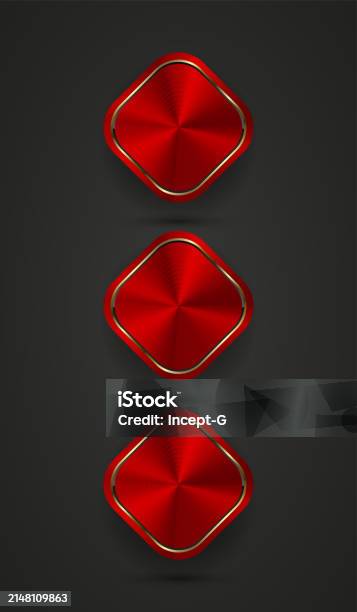 Rectangular Button Textures Three Of Red Abstract Rectangle Buttons Template With Metal Texture 3 ...