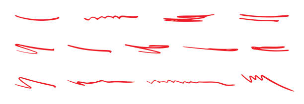 istock Set of Red Handmade Lines, Brush Underlines lines, Underscores 2148110626
